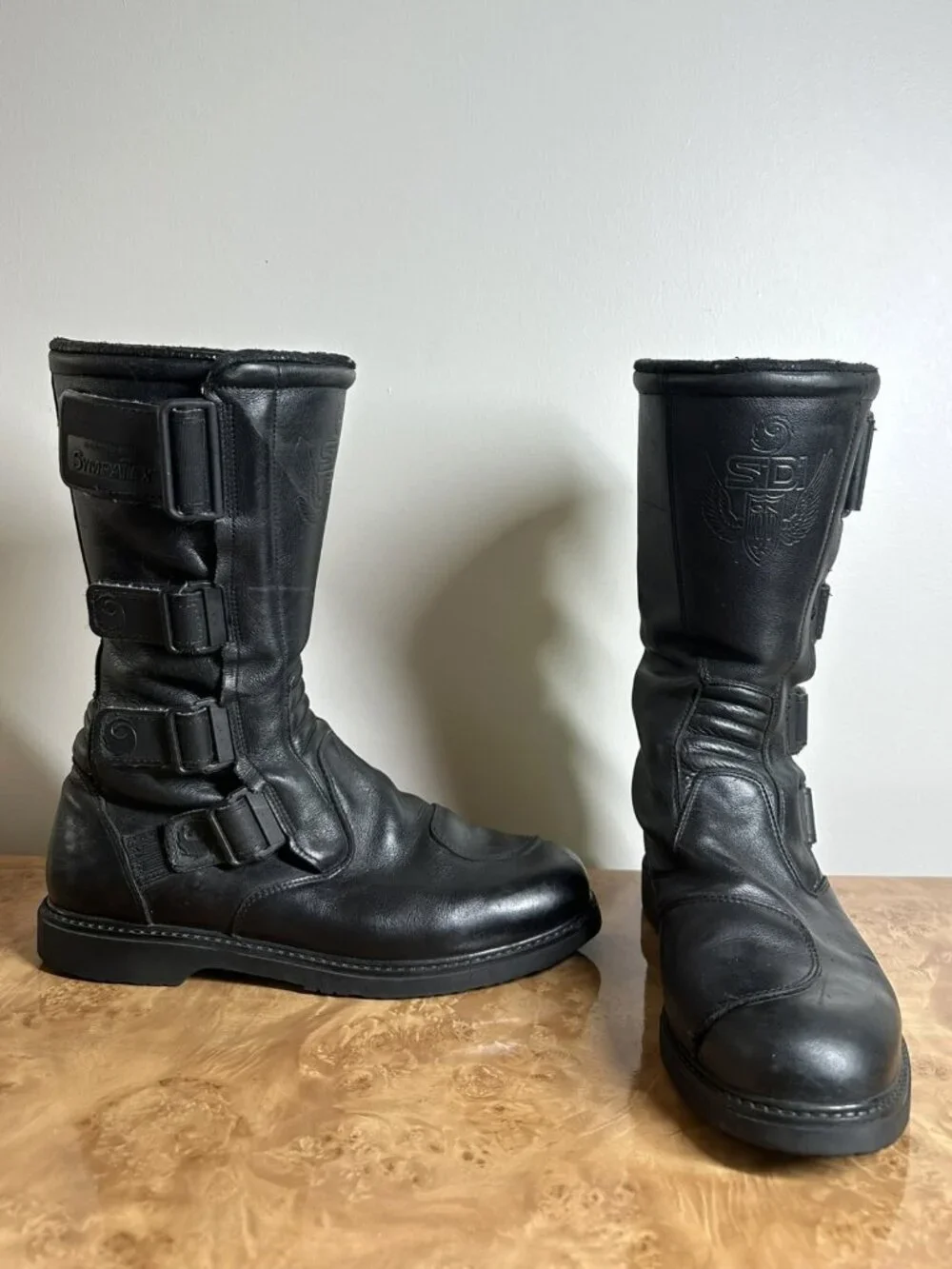 Sidi On Road SympaTex Leather Motorcycle Touring Boots Black Men's Size 11 EU 45